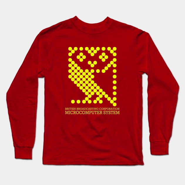 BBC Microcomputer Owl Logo in Yellow Long Sleeve T-Shirt by Out of Memory